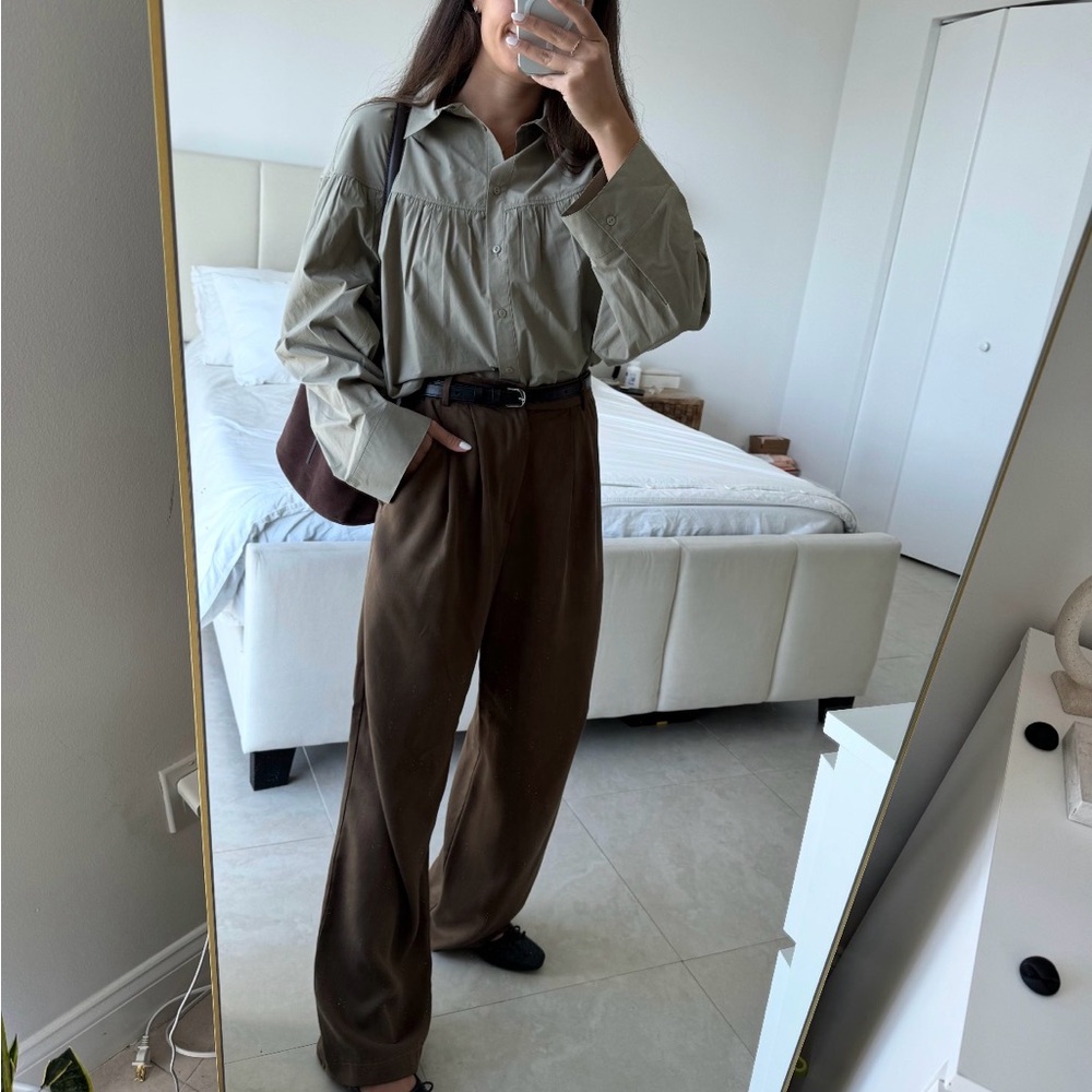 Reformation Mason Pant High-Rise Pants in Dark Brown